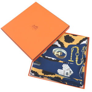 美品 エルメス カレ90 MONSIEUR ET MADAME ムッシュ＆マダム シルク マルチカラー スカーフ 1210【中古】HERMES