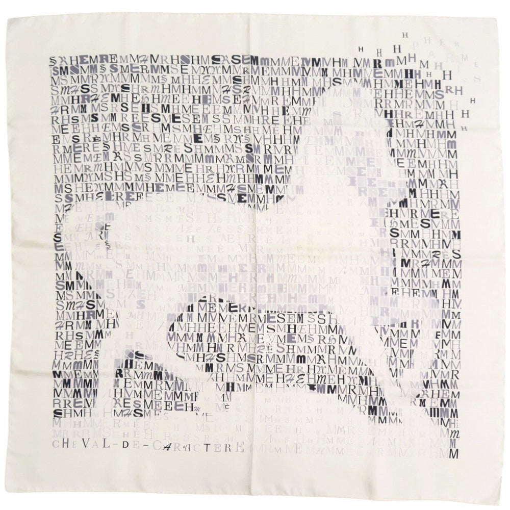 エルメス カレ90 CHEVAL DE CARACTER シルク ホワイト スカーフ 1211【中古】HERMES