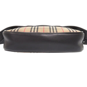 新品同様 バーバリー チェックリンクベルトバッグ 8007350 コットン/レザー ベージュ ブラック ボディバッグ 1219【中古】BURBERRY