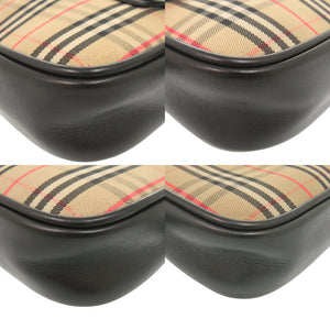 新品同様 バーバリー チェックリンクベルトバッグ 8007350 コットン/レザー ベージュ ブラック ボディバッグ 1219【中古】BURBERRY