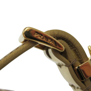 新品同様 プラダ トライアングルロゴ ナローベルト 1CC499 パテントレザー ゴールド 1229【中古】PRADA