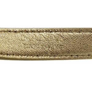 新品同様 プラダ トライアングルロゴ ナローベルト 1CC499 パテントレザー ゴールド 1229【中古】PRADA