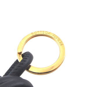 美品 ボッテガヴェネタ ノットチャーム レザー メタル ネイビー 紺 キーホルダー 1233【中古】BOTTEGA VENETA