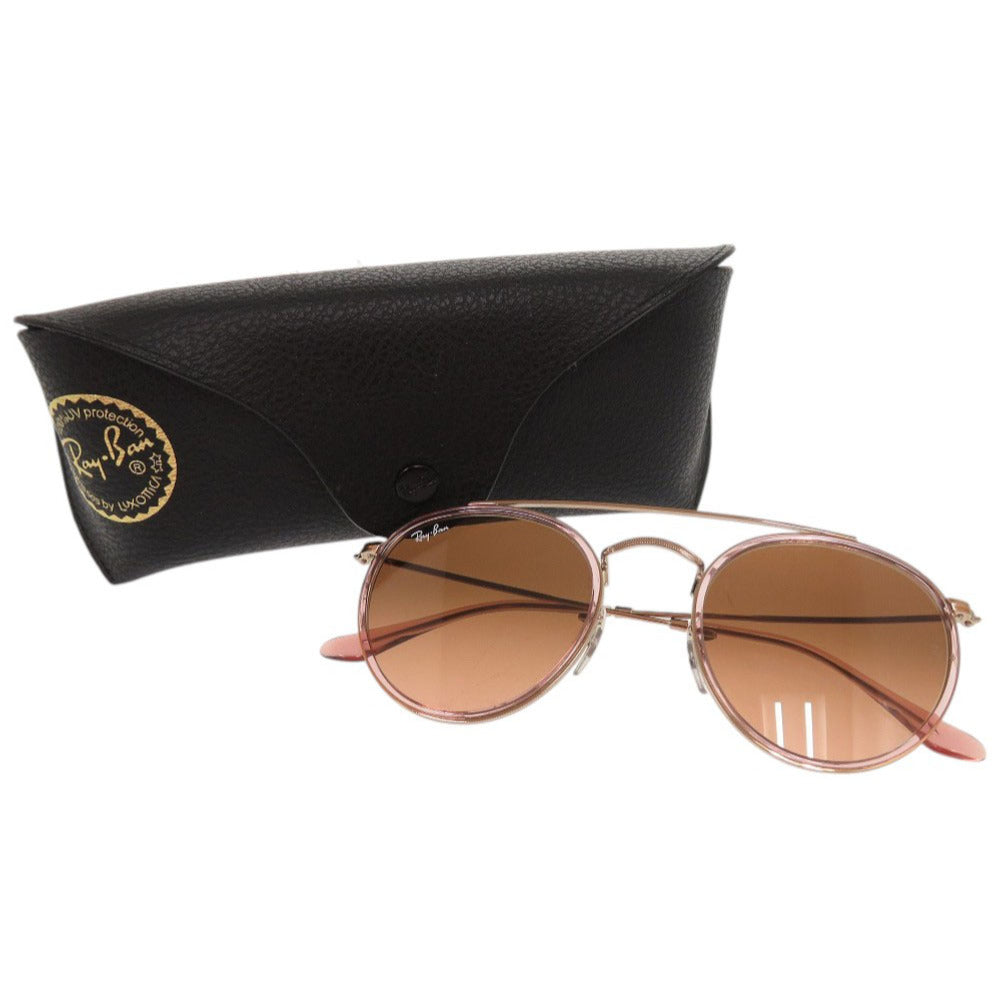新品同様 レイバン ROUND DOUBLE BRIDGE ラウンド ダブル ブリッジ RB3647N 9069A5 メタル ピンク ブラウン サングラス 1234【中古】Ray-Ban