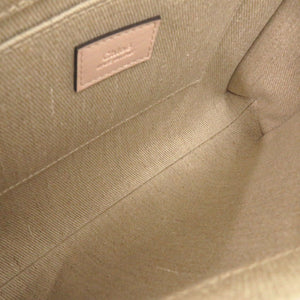 新品同様 クロエ WOODY ウッディ スモール トートバッグ レザー/リネンキャンバス ベージュ ピンク 2wayハンドバッグ 1277【中古】Chloe