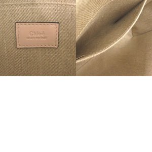 新品同様 クロエ WOODY ウッディ スモール トートバッグ レザー/リネンキャンバス ベージュ ピンク 2wayハンドバッグ 1277【中古】Chloe
