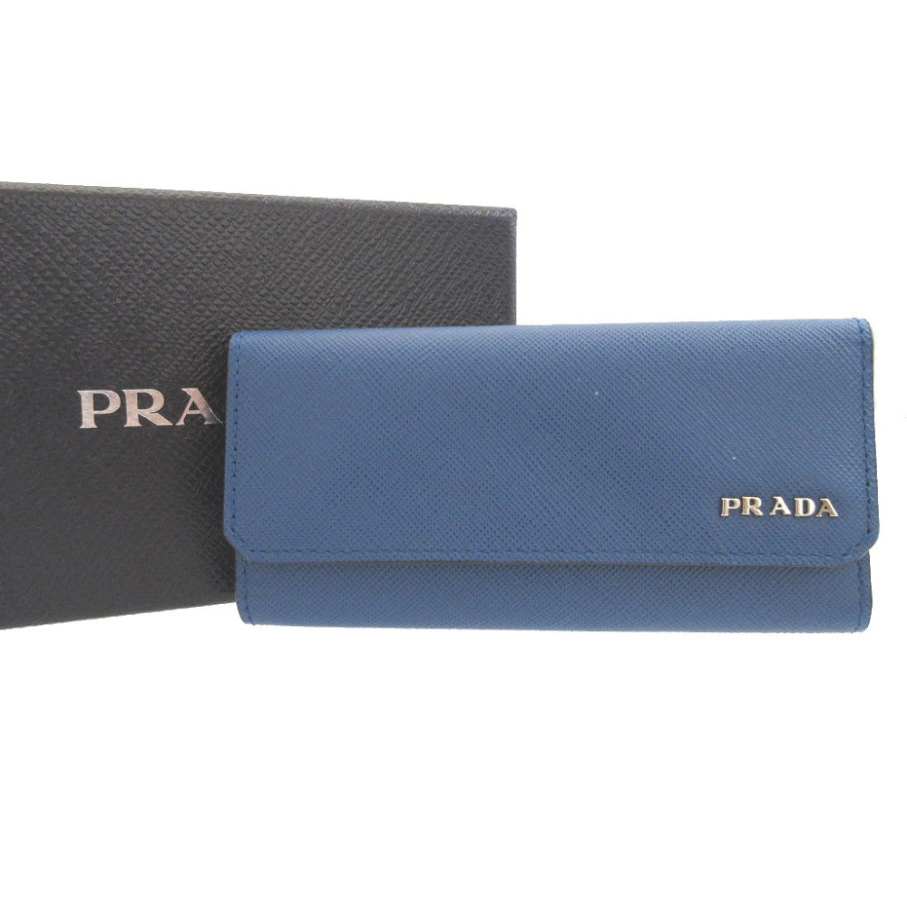 新品同様 プラダ 2M0223 サフィアーノレザー ブルー 青 6連 キーケース 1310【中古】PRADA