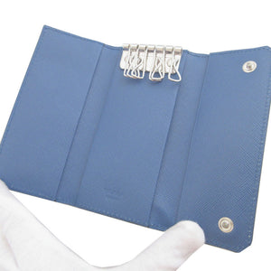 新品同様 プラダ 2M0223 サフィアーノレザー ブルー 青 6連 キーケース 1310【中古】PRADA