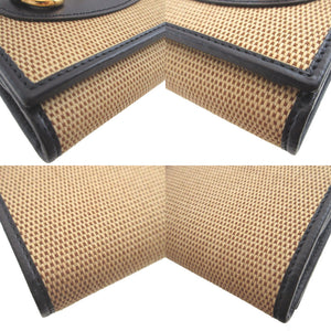 新品同様 グッチ 621891 ホースビット1955 コンパクトウォレット キャンバス レザー ベージュ ネイビー 紺 2つ折り財布 財布 1323【中古】GUCCI