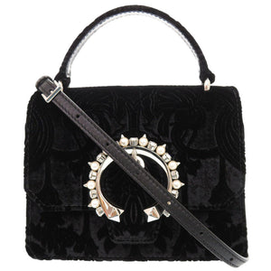 未使用品 ジミーチュウ マデリン サッチェル エス ベロア ブラック 2WAY ハンドバッグ ショルダーバッグ 黒 1326【中古】JIMMY CHOO