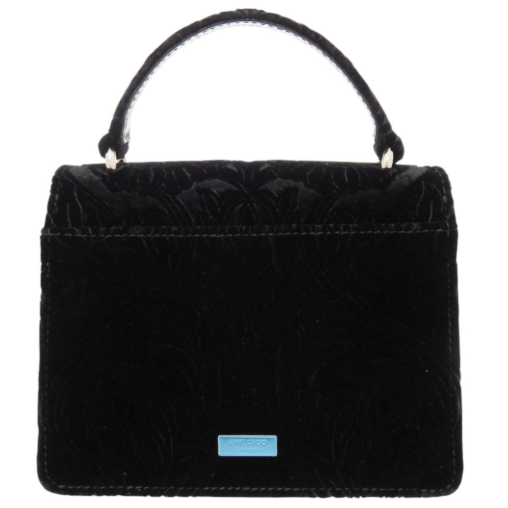 未使用品 ジミーチュウ マデリン サッチェル エス ベロア ブラック 2WAY ハンドバッグ ショルダーバッグ 黒 1326【中古】JIMMY CHOO