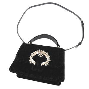 未使用品 ジミーチュウ マデリン サッチェル エス ベロア ブラック 2WAY ハンドバッグ ショルダーバッグ 黒 1326【中古】JIMMY CHOO