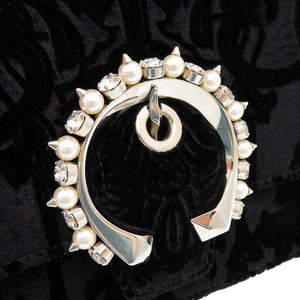 未使用品 ジミーチュウ マデリン サッチェル エス ベロア ブラック 2WAY ハンドバッグ ショルダーバッグ 黒 1326【中古】JIMMY CHOO