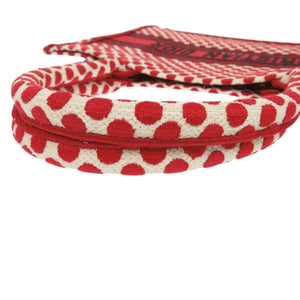 美品 クリスチャンディオール ブックトート ミディアム ポルカドット キャンバス レッド トートバッグ 赤 1328【中古】Christian Dior