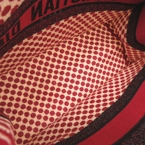 美品 クリスチャンディオール ブックトート ミディアム ポルカドット キャンバス レッド トートバッグ 赤 1328【中古】Christian Dior