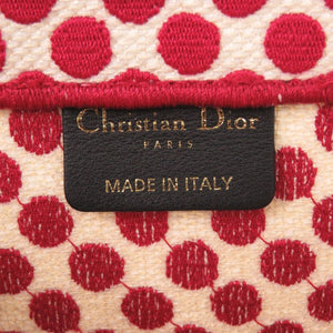 美品 クリスチャンディオール ブックトート ミディアム ポルカドット キャンバス レッド トートバッグ 赤 1328【中古】Christian Dior