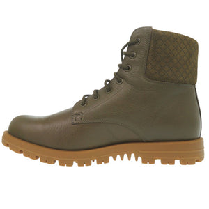 未使用品 グッチ ディアマンテ レースアップ ブーツ レザー スウェード ファー カーキ 1342【中古】GUCCI