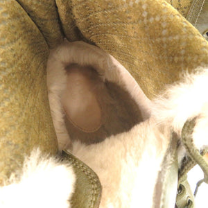 未使用品 グッチ ディアマンテ レースアップ ブーツ レザー スウェード ファー カーキ 1342【中古】GUCCI