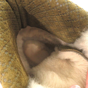 未使用品 グッチ ディアマンテ レースアップ ブーツ レザー スウェード ファー カーキ 1342【中古】GUCCI