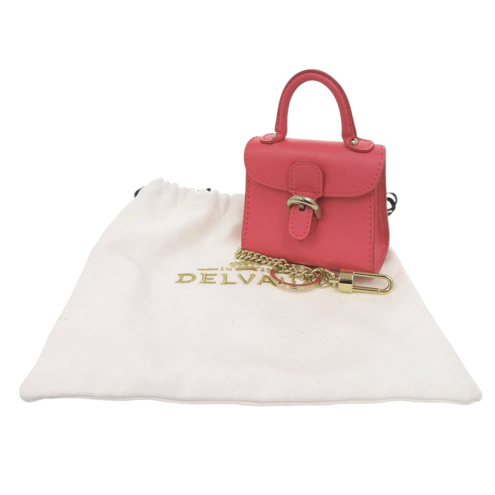 新品同様 デルボー ブリヨン バッグチャーム レザー ピンク キーホルダー 1345【中古】DELVAUX