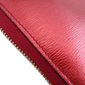 美品 グッチ ハートインターロッキング 308005 レザー レッド 赤 ラウンドファスナー長財布 財布 1346【中古】GUCCI