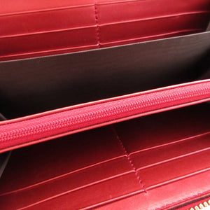 美品 グッチ ハートインターロッキング 308005 レザー レッド 赤 ラウンドファスナー長財布 財布 1346【中古】GUCCI