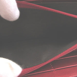 美品 グッチ ハートインターロッキング 308005 レザー レッド 赤 ラウンドファスナー長財布 財布 1346【中古】GUCCI