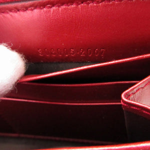 美品 グッチ ハートインターロッキング 308005 レザー レッド 赤 ラウンドファスナー長財布 財布 1346【中古】GUCCI