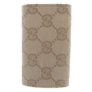 新品同様 グッチ 120925 スタッズ GGキャンバス レザー ベージュ ブラウン 茶 6連 キーケース 1347【中古】GUCCI