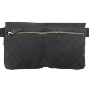 美品 グッチ 28566 GGキャンバス ブラック ウエストバッグ 黒 1368【中古】GUCCI