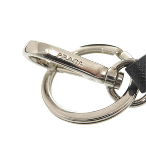 美品 プラダ ロボットチャーム キーリング付き レザー メタル ネイビー コインケース 1381【中古】PRADA