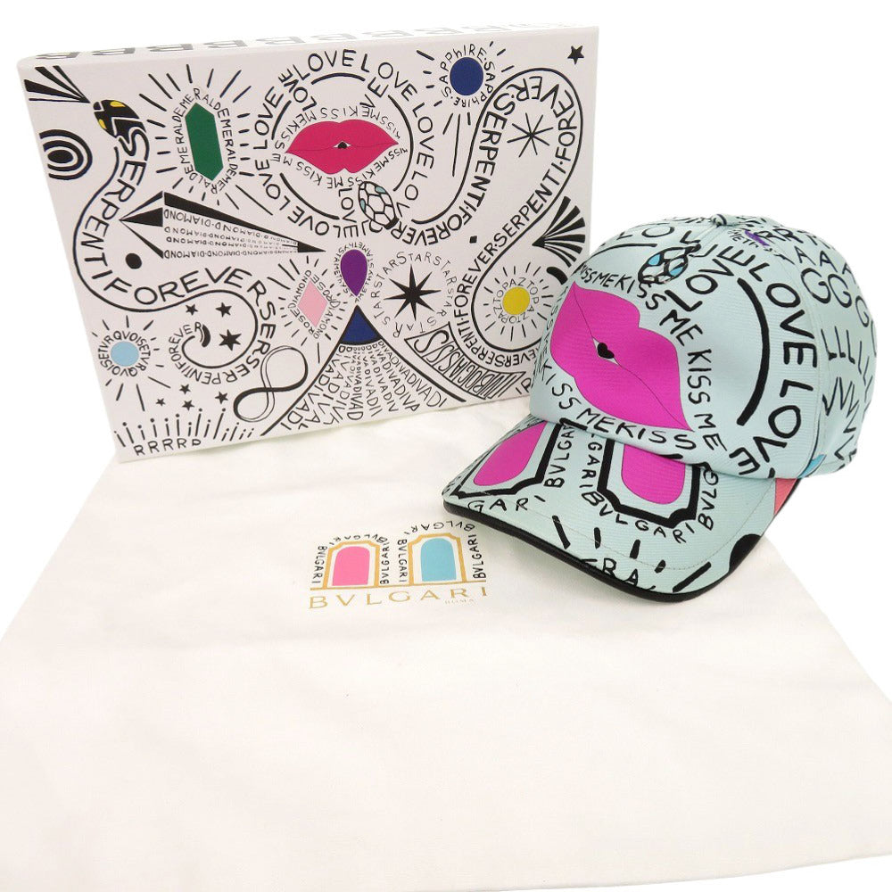 美品 ブルガリ オノマトブルガリ ベースボールキャップ ポップ (アップ) コーン 表参道 ポップアップストア限定品 シルク マルチカラー 帽子 キャップ 1385【中古】BVLGARI