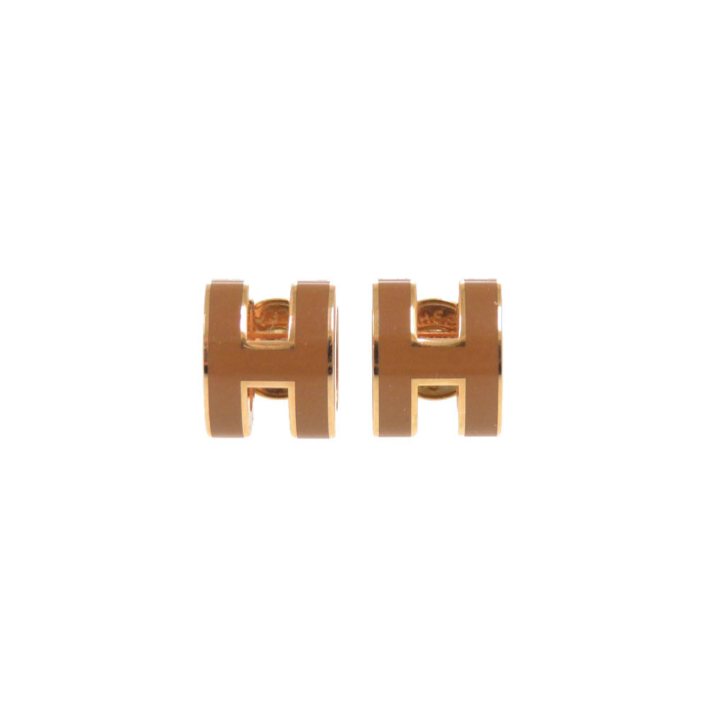 新品同様 エルメス ポップアッシュ ミニポップH メタル ブラウン ピアス 1405【中古】HERMES