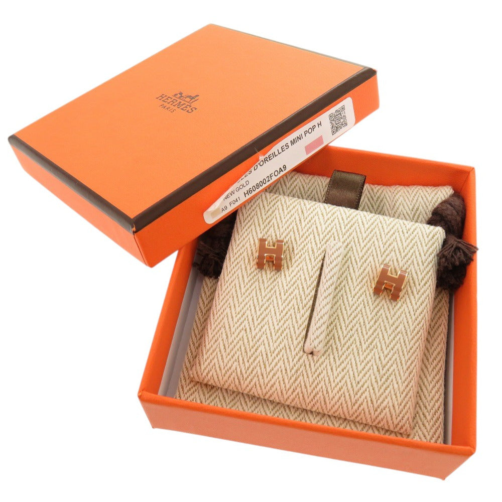 新品同様 エルメス ポップアッシュ ミニポップH メタル ブラウン ピアス 1405【中古】HERMES