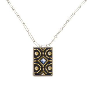 新品同様 エルメス ボワット ア レーブ ペンダント 小物入れ メタル シルバー ネイビー ネックレス 1421【中古】HERMES