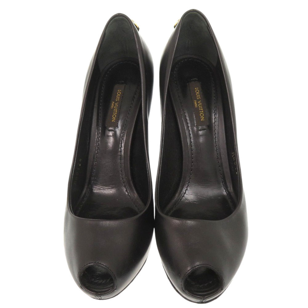 美品 ルイ ヴィトン オープントゥ カデナ サイズ36 レザー ブラック パンプス LV 1448【中古】LOUIS VUITTON