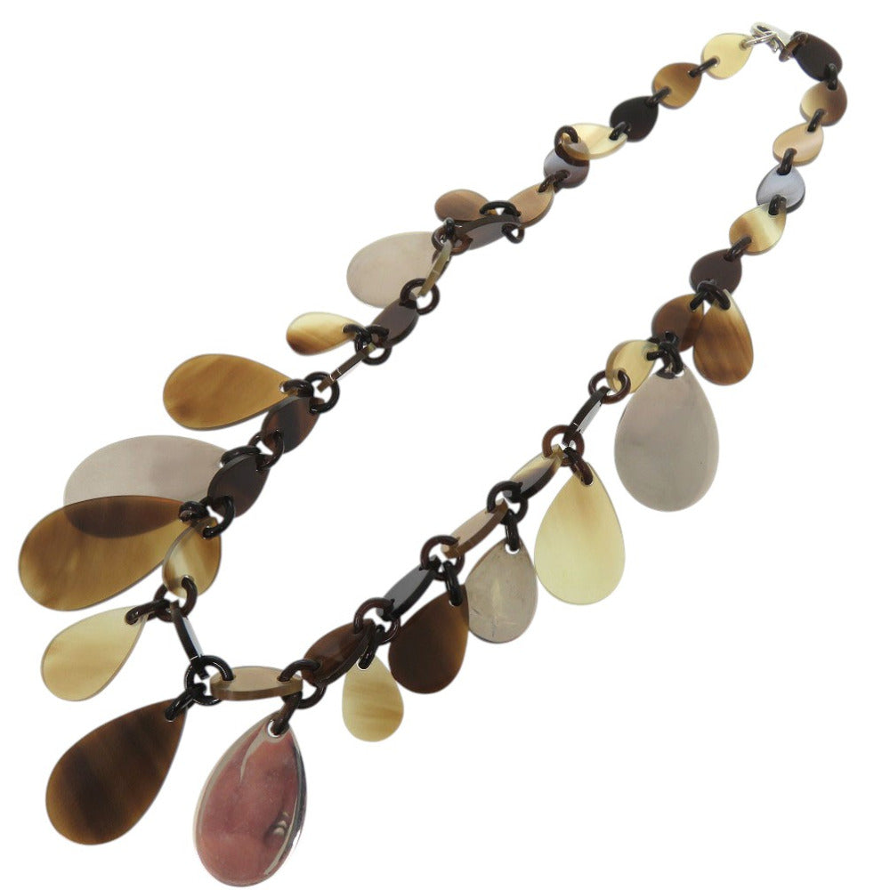 美品 エルメス ラージホーン ネックレス ティアドロップ バッファローホーン シルバー925 ブラウン 1458【中古】HERMES