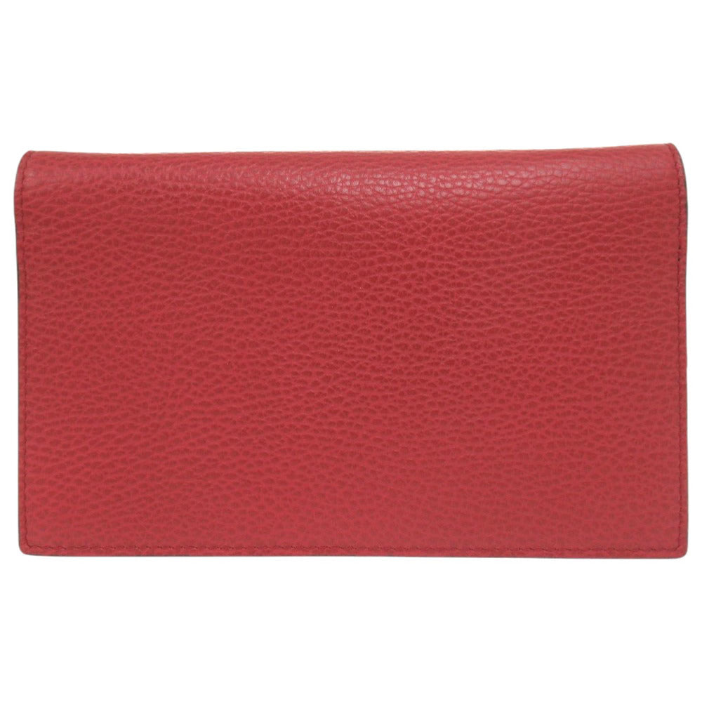 新品同様 グッチ インターロッキングG 466506 レザー レッド チェーンウォレット ショルダー 斜め掛け 赤 1465【中古】GUCCI