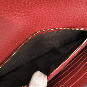 新品同様 グッチ インターロッキングG 466506 レザー レッド チェーンウォレット ショルダー 斜め掛け 赤 1465【中古】GUCCI