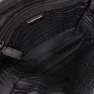 美品 プラダ トライアングルロゴ 2NE789 ナイロン レザー ブラック クラッチバッグ セカンドバッグ 黒 1478【中古】PRADA