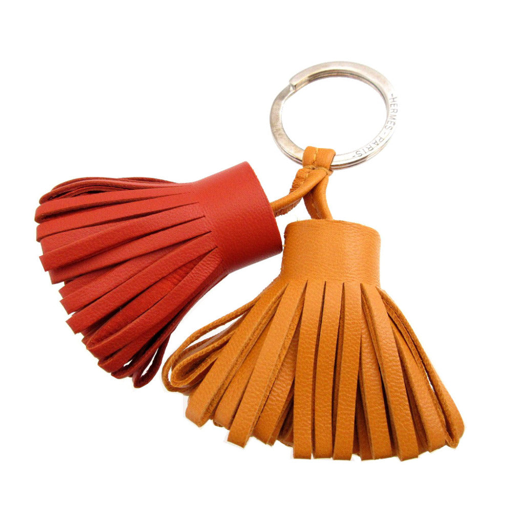 新品同様 エルメス カルメンウノドス フリンジ アニューミロ ブリック セサミ バッグチャーム キーホルダー 1490【中古】HERMES