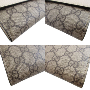 美品 グッチ 456116 GGキャンバス レザー ベージュ アイボリー 2つ折り長財布 財布 1491【中古】GUCCI