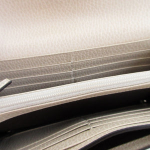 美品 グッチ 456116 GGキャンバス レザー ベージュ アイボリー 2つ折り長財布 財布 1491【中古】GUCCI