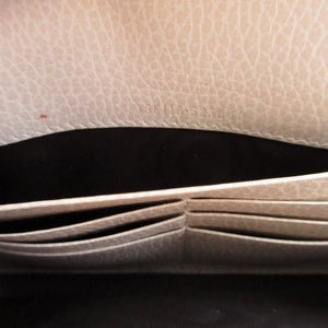 美品 グッチ 456116 GGキャンバス レザー ベージュ アイボリー 2つ折り長財布 財布 1491【中古】GUCCI