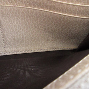 美品 グッチ 456116 GGキャンバス レザー ベージュ アイボリー 2つ折り長財布 財布 1491【中古】GUCCI