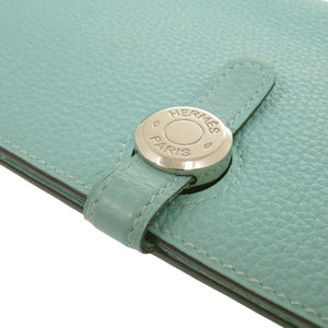 美品 エルメス ドゴンロング トゴ ブルーアトール シルバー金具 T刻印(2015年製) 長財布 水色 青 1500【中古】HERMES