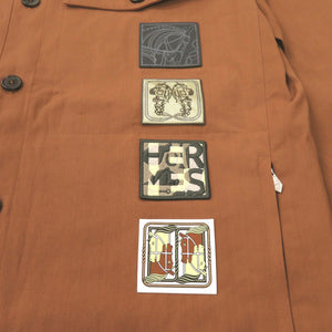 未使用 エルメス Icones au Carre 刺繍 H352140HC3H52 サイズ46 シエンヌ レーヨン/コットン ブラウン 長袖シャツ 1510【中古】HERMES