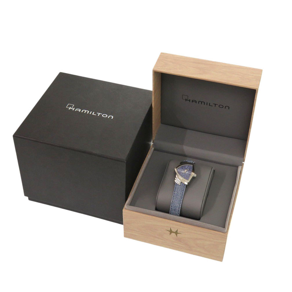 新品同様 ハミルトン ベンチュラ デニム H24211941 SS ブルー クオーツ 腕時計 青 1519【中古】HAMILTON