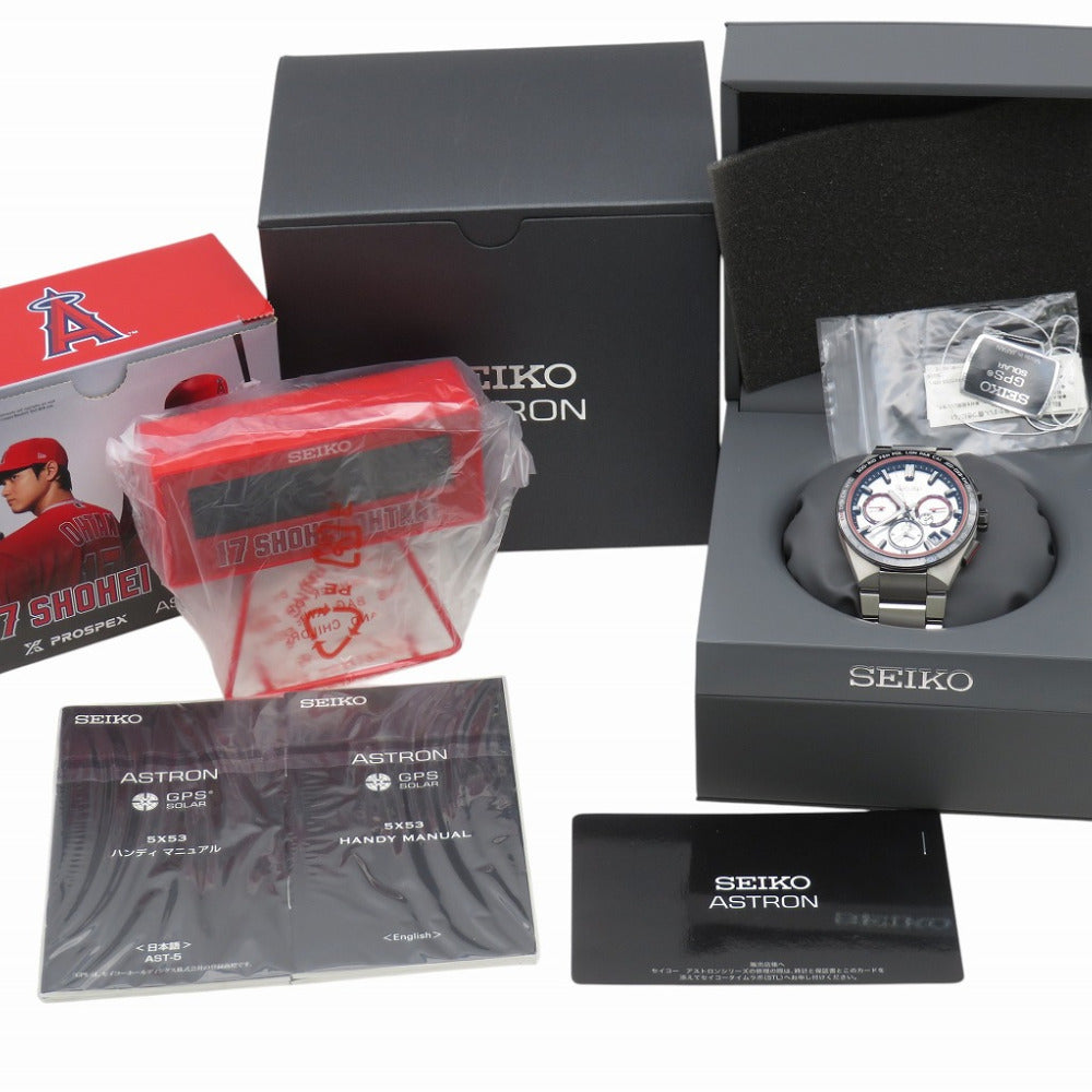 セイコー アストロン 大谷翔平モデル ソーラー電波 時計 SBXC125 / 5X53-0BX0 腕時計 チタン/セラミック シルバー 1528【中古】SEIKO メンズ