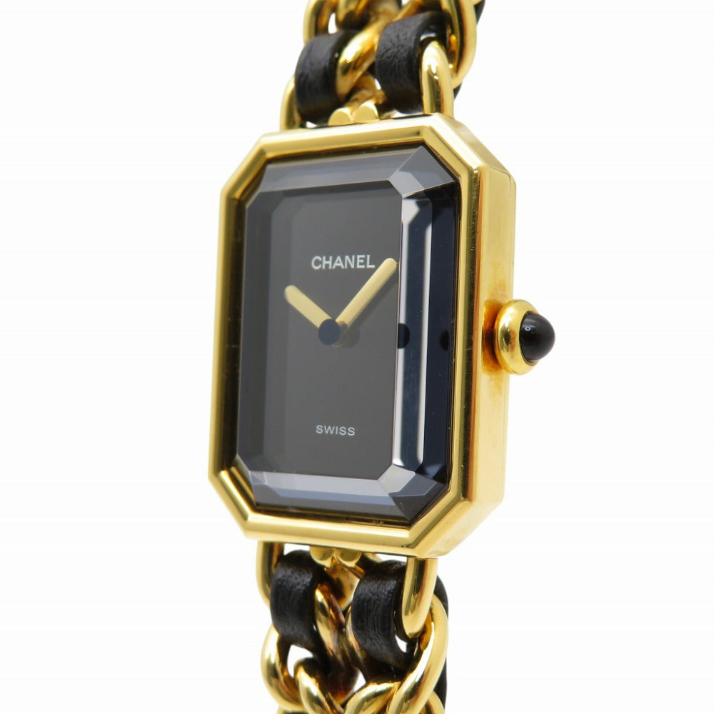 美品 シャネル プルミエール Mサイズ H0001 クオーツ 腕時計 SS ブラック 黒文字盤 1529【中古】CHANEL レディース